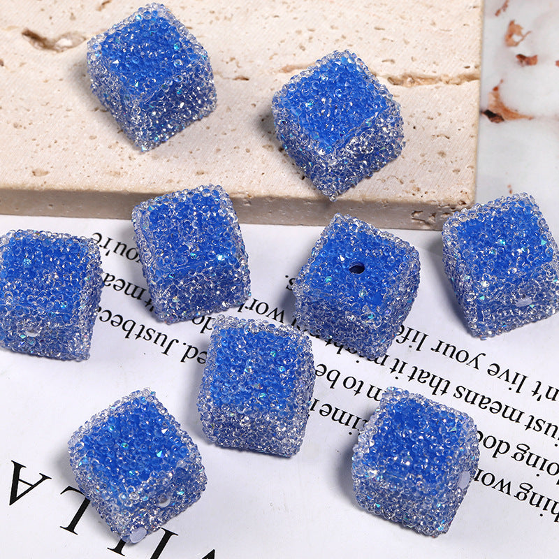 Flash diamond soft sugar bead candy color square full diamond bead diy diamond ball bead