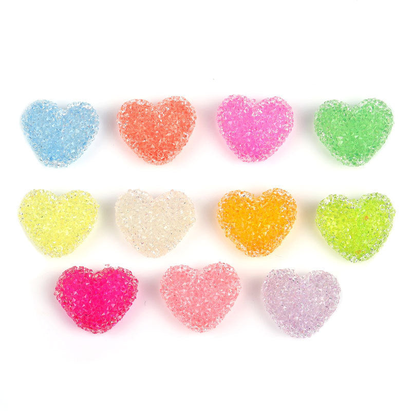 diy jewelry accessories half hole set diamond sugar resin beads candy color love earrings pendant bracelet pendant