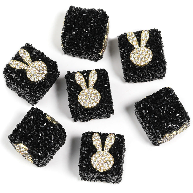Colored soft sugar square bead Double sided love bow square bead