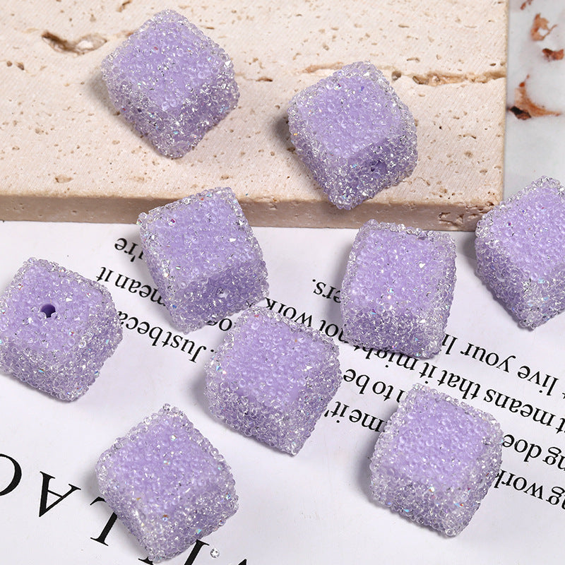 Flash diamond soft sugar bead candy color square full diamond bead diy diamond ball bead