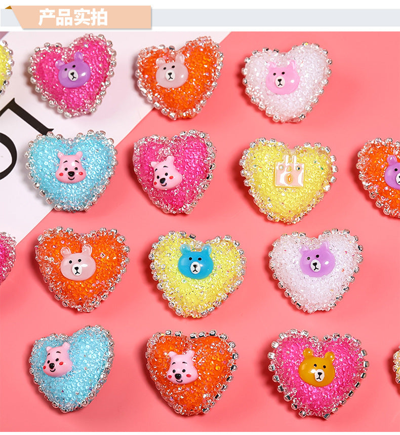 Hot cartoon animal sugar bead love full of diamond beads through the hole drill ball diy beading