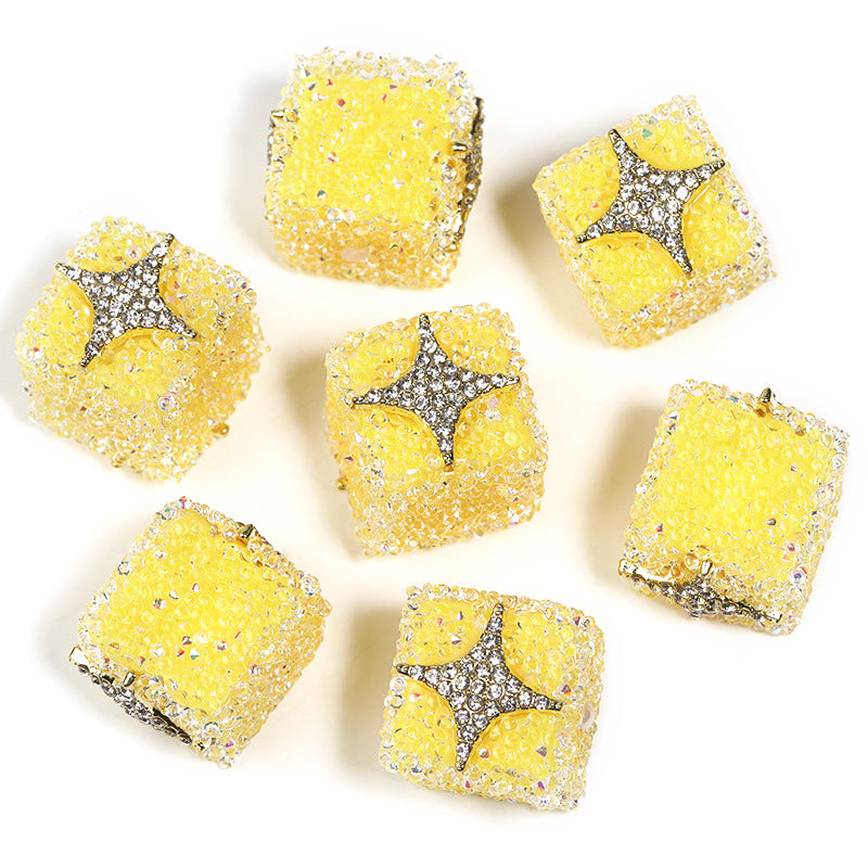 Colored soft sugar square bead Double sided love bow square bead