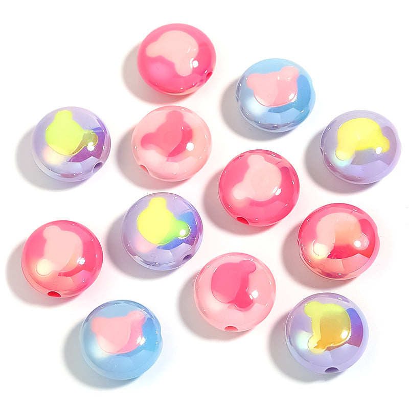 Plated color love acrylic beads through hole round beads diy bead loose beads