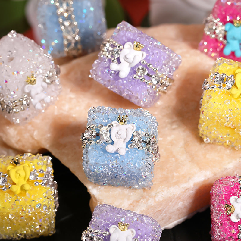 Colorful full diamond sugar beaded crown Bear diamond ball straight hole acrylic beads diy accessories