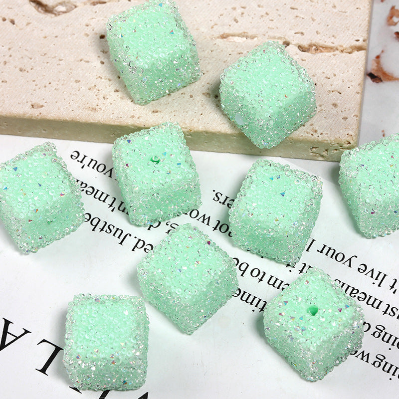 Flash diamond soft sugar bead candy color square full diamond bead diy diamond ball bead