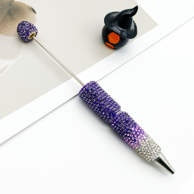 DIY rhinestone Beadable Ballpoint Pen hand paste drill multi-color gradual change drill bead ballpoint pen cap with drill gift pen