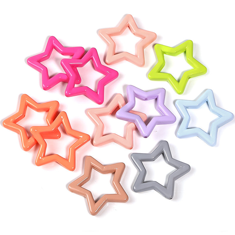 Color feel paint acrylic plum ring pentagram straight hole bead