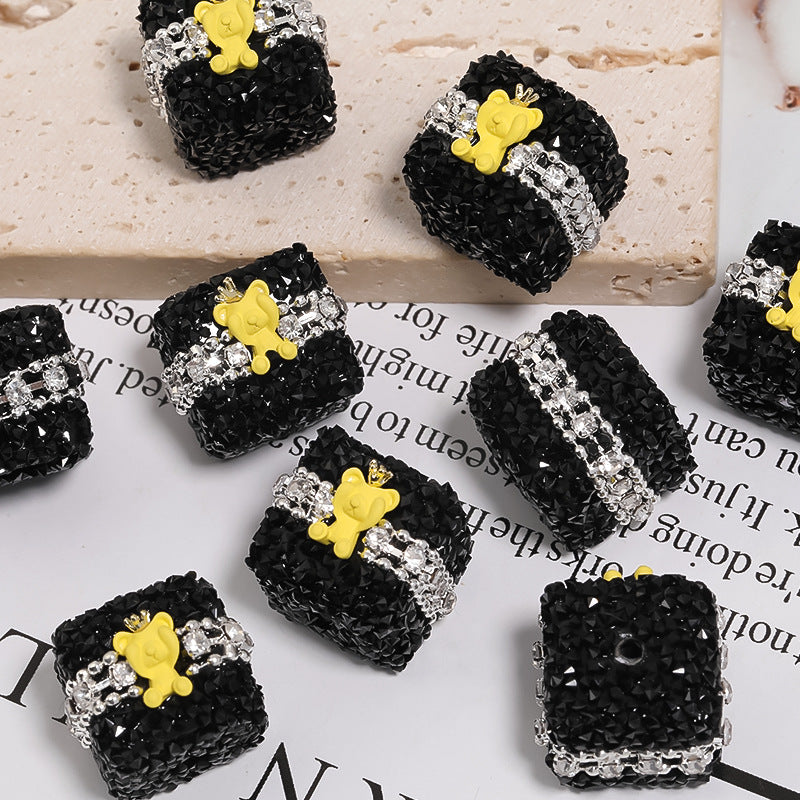 Colorful full diamond sugar beaded crown Bear diamond ball straight hole acrylic beads diy accessories