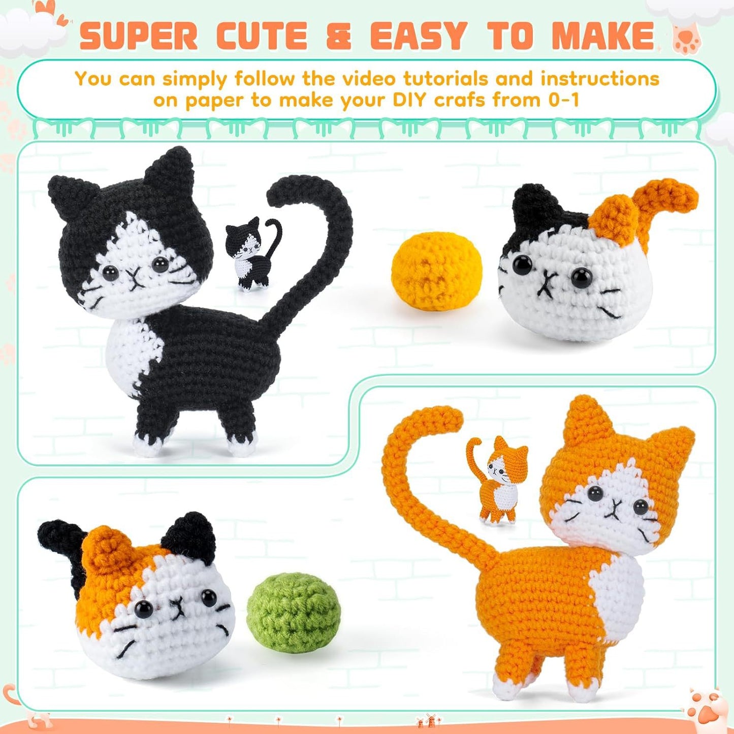 CODGP Crochet Kit,13in Crochet Animal Kit Elephant,Crochet Starter Kit Gift for Adults Kids with Yarn Sets,Amigurumi Crochet Kits with Step-by-Step Video Tutorials Visit the CODGP Store