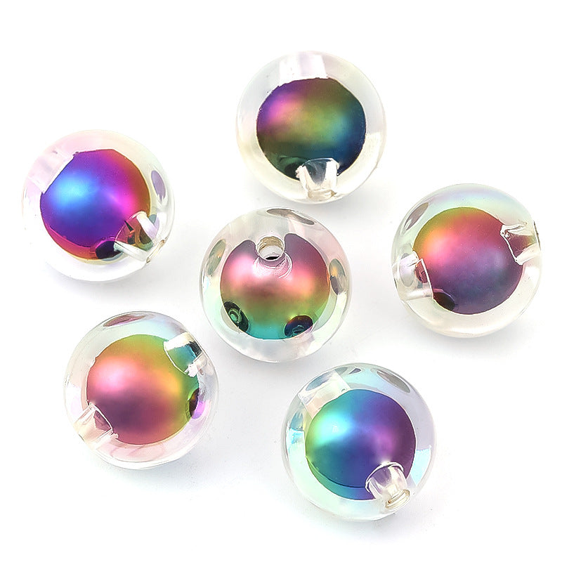 UV plated color acrylic bead heart through hole plastic bead