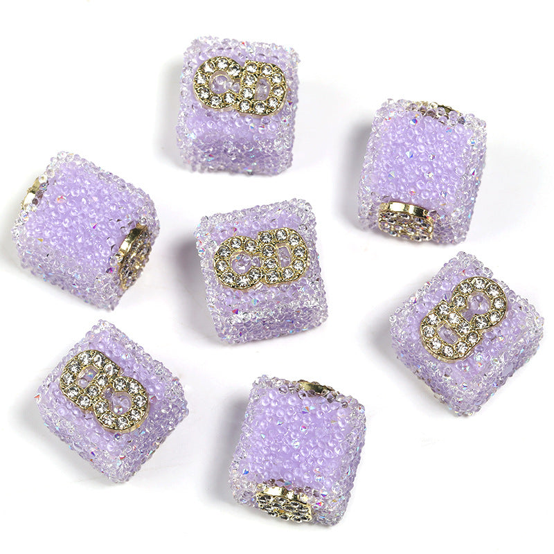 Colored soft sugar square bead Double sided love bow square bead
