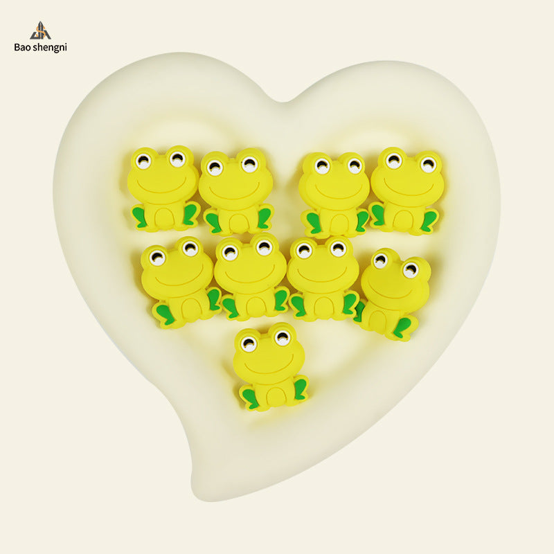 New DIY hand-beaded loose beads silica gel cartoon animal frog beads