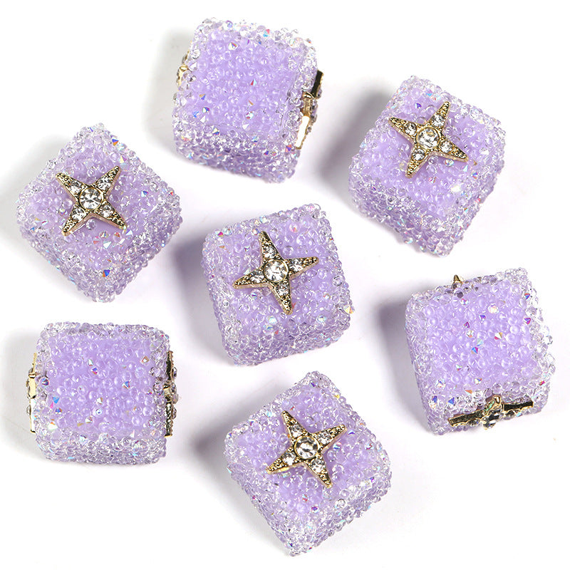 Colored soft sugar square bead Double sided love bow square bead