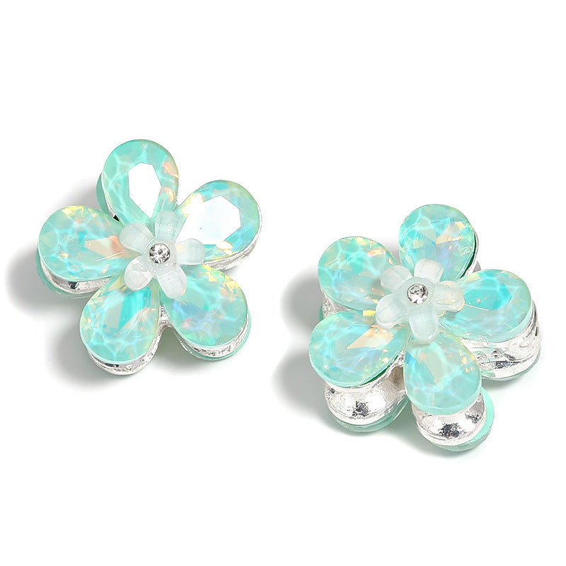 10pcs diy alloy accessories rhinestone Mickey head five petal flower through hole beads can be strung pen mobile phone chain beading accessories