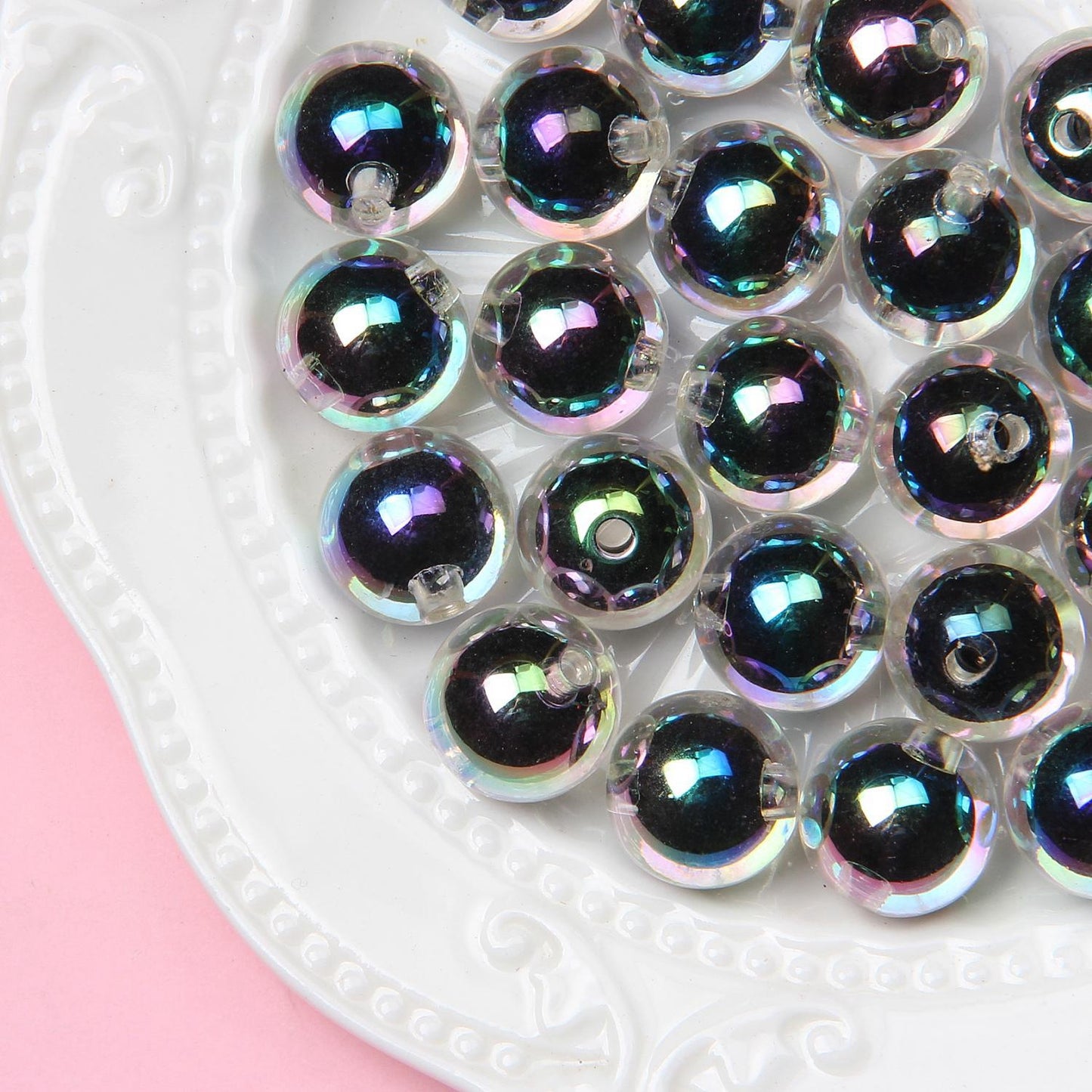 Seven-color electroplated beads in hand-painted beads material diy beads loose beads