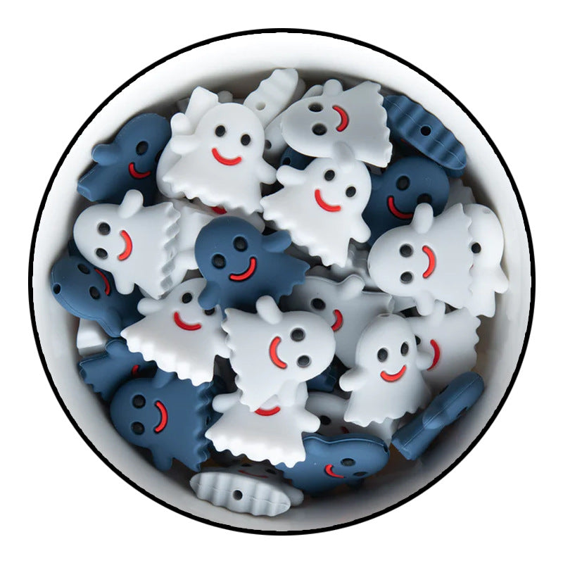 Europe and the United States Halloween pumpkin silicone beads cartoon bat loose beads jewelry accessories cartoon ghost silicone beads wholesale