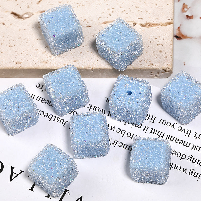 Flash diamond soft sugar bead candy color square full diamond bead diy diamond ball bead