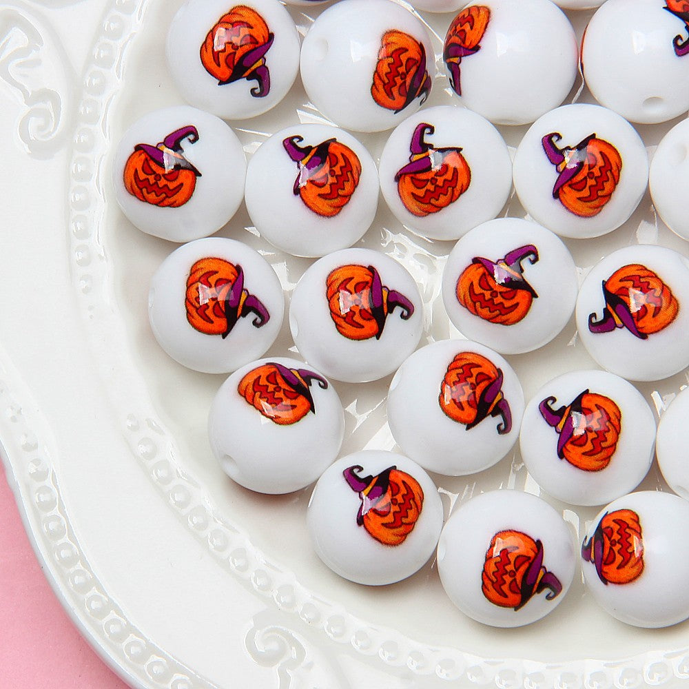 Explosive Halloween pumpkin Ghost hand-painted beaded diy loose beads