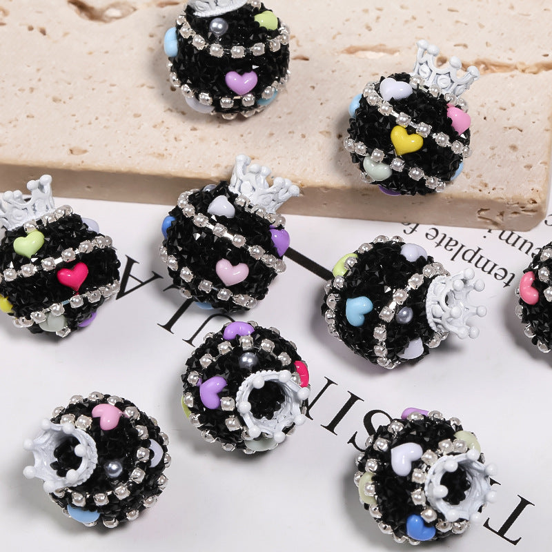 Explosive high goods crown sugar beads straight hole drill ball bead diy mobile phone chain jewelry accessories beads loose beads