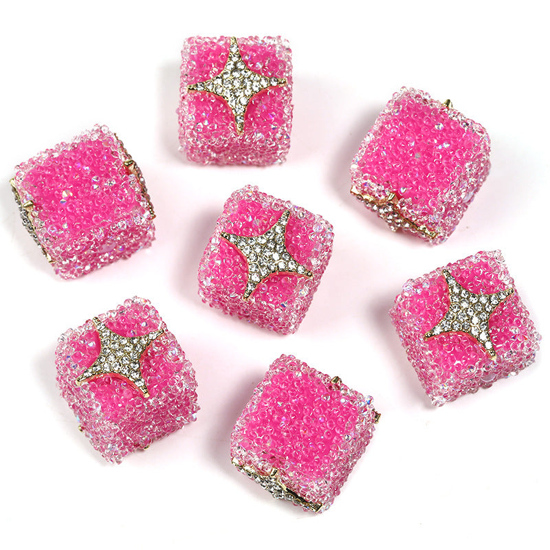 Colored soft sugar square bead Double sided love bow square bead