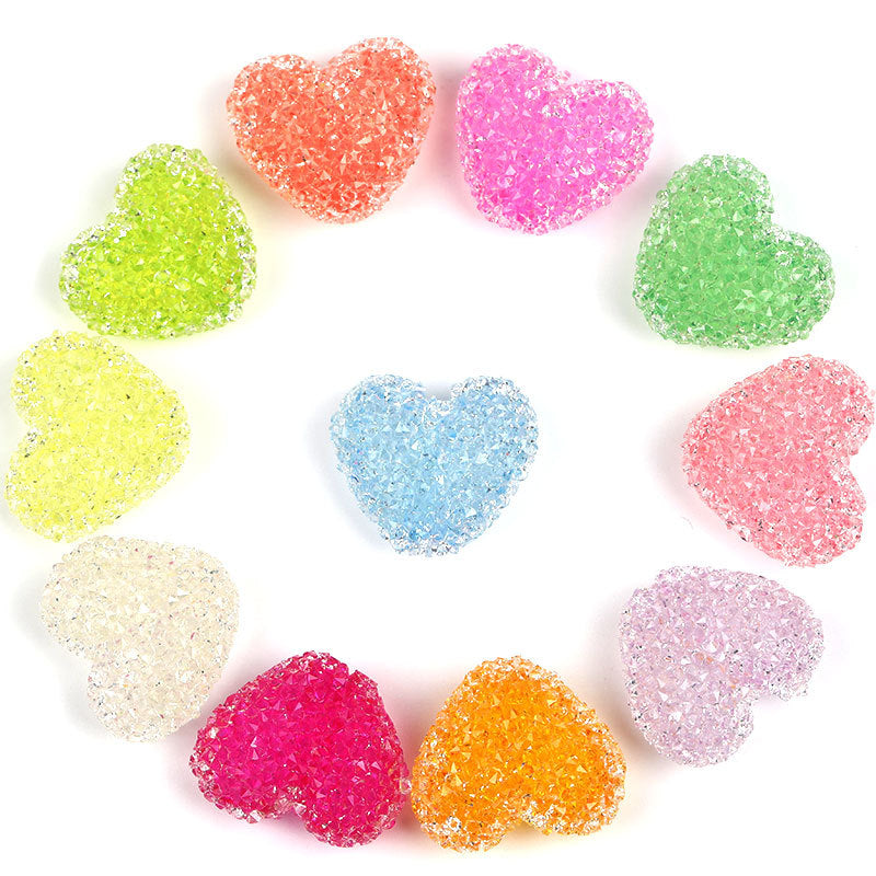diy jewelry accessories half hole set diamond sugar resin beads candy color love earrings pendant bracelet pendant