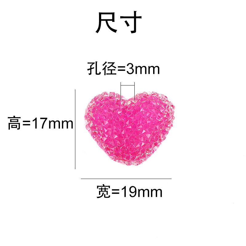 diy jewelry accessories half hole set diamond sugar resin beads candy color love earrings pendant bracelet pendant