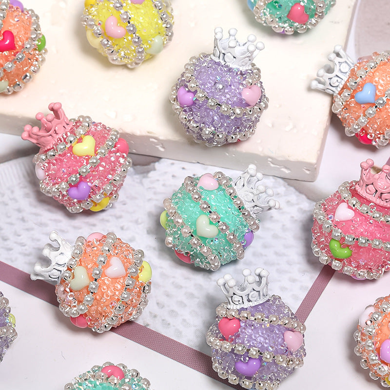 Explosive high goods crown sugar beads straight hole drill ball bead diy mobile phone chain jewelry accessories beads loose beads