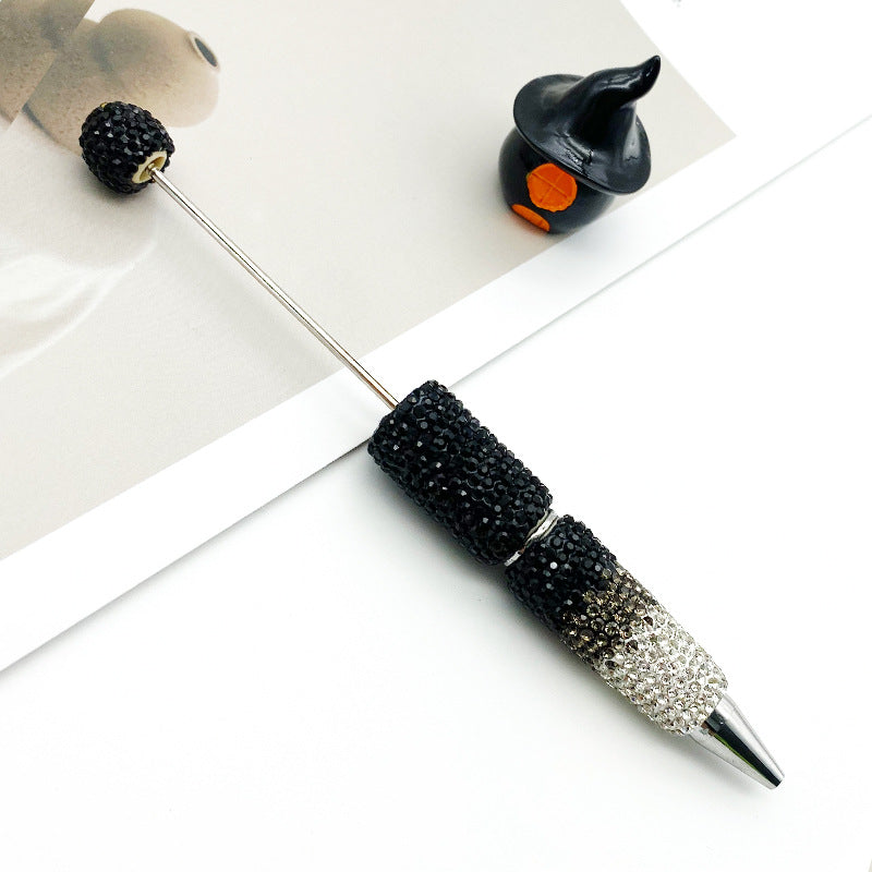 DIY rhinestone Beadable Ballpoint Pen hand paste drill multi-color gradual change drill bead ballpoint pen cap with drill gift pen