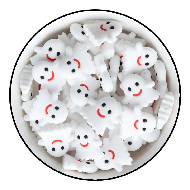 Europe and the United States Halloween pumpkin silicone beads cartoon bat loose beads jewelry accessories cartoon ghost silicone beads wholesale