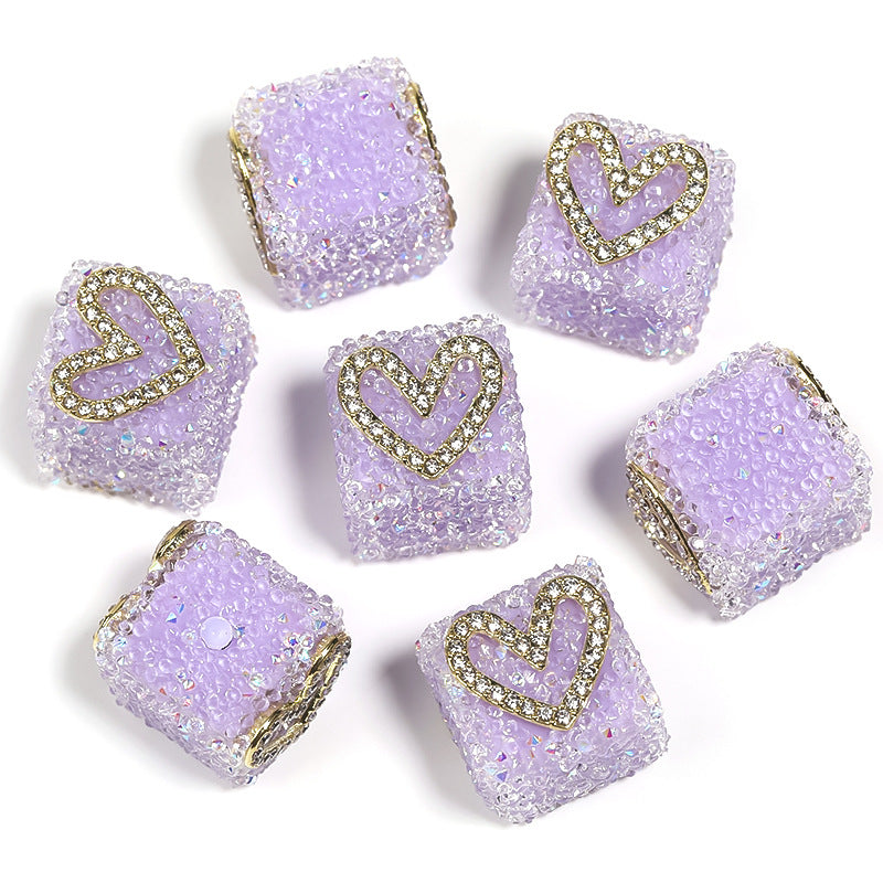 Colored soft sugar square bead Double sided love bow square bead