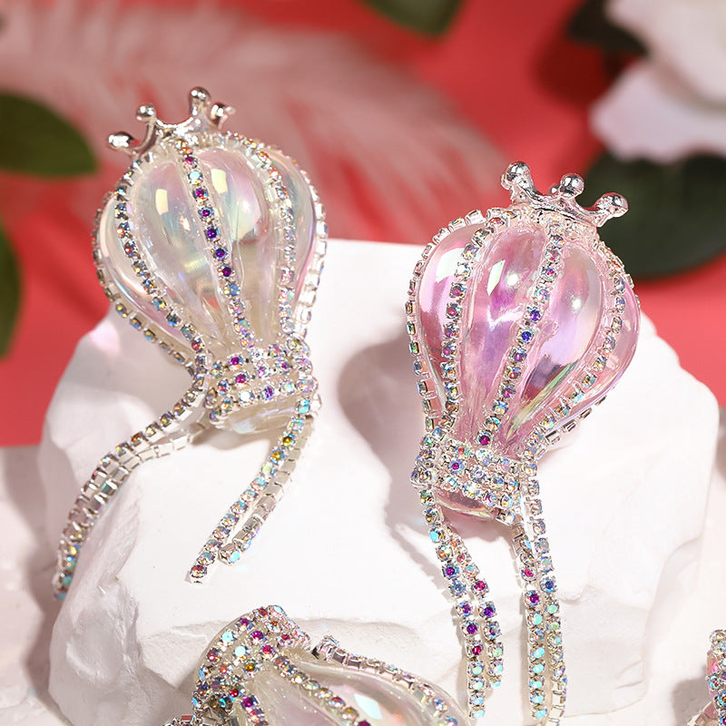 Crown hot air balloon rhinestone chain acrylic beads