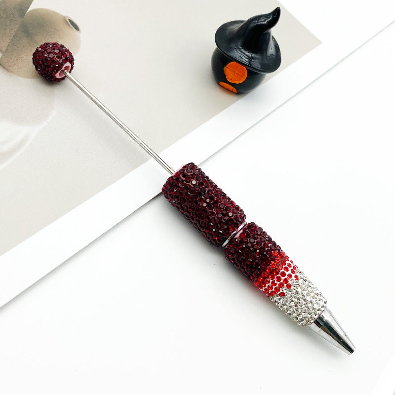 DIY rhinestone Beadable Ballpoint Pen hand paste drill multi-color gradual change drill bead ballpoint pen cap with drill gift pen