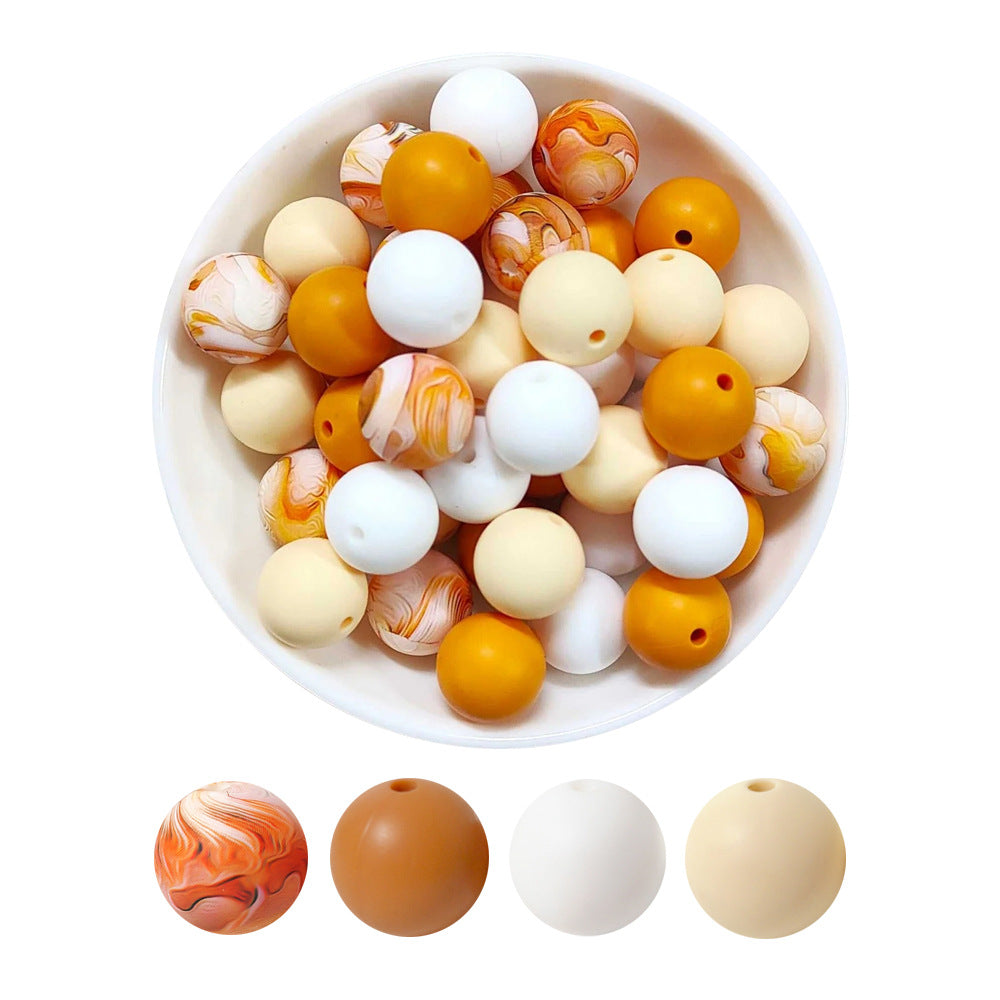 现货混色硅胶珠子套装儿童食品级串珠饰品手链项链水转印散珠批发