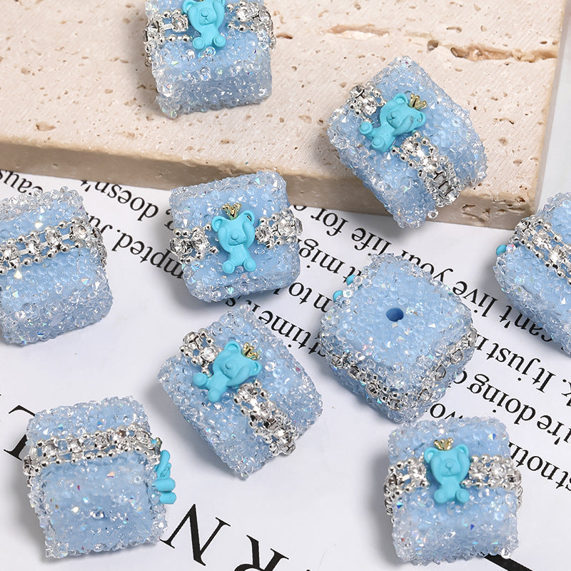 Colorful full diamond sugar beaded crown Bear diamond ball straight hole acrylic beads diy accessories