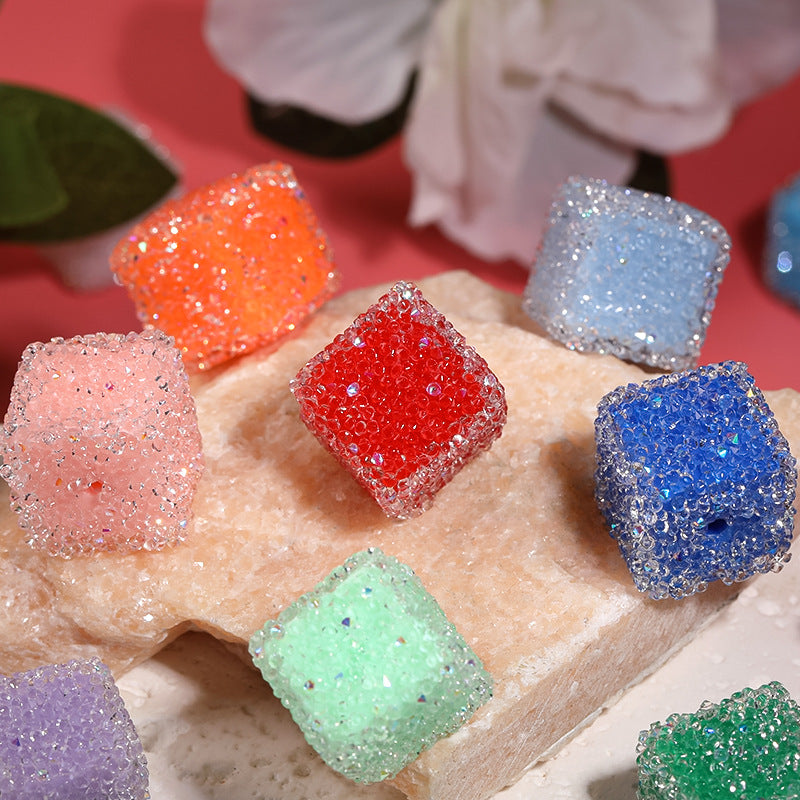 Flash diamond soft sugar bead candy color square full diamond bead diy diamond ball bead