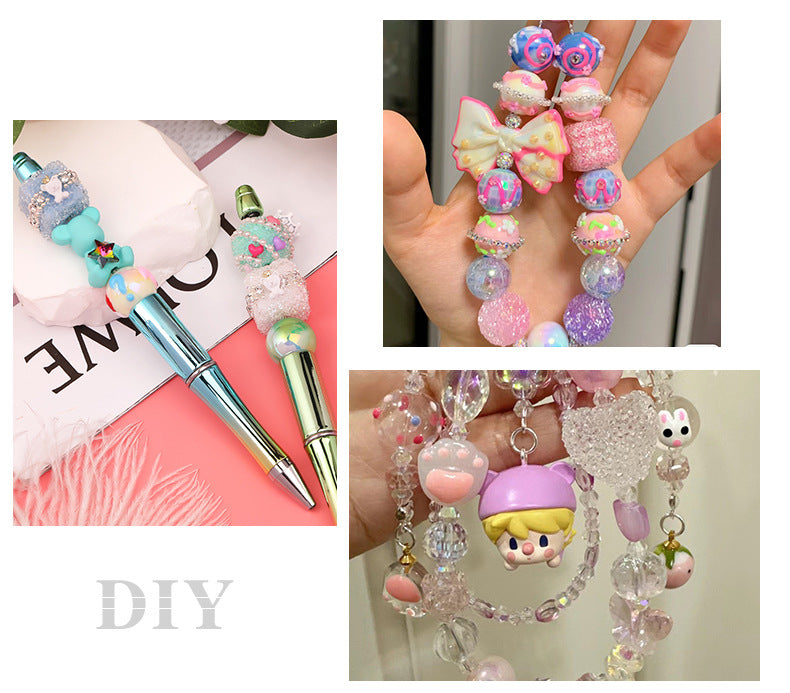 Colorful full diamond sugar beaded crown Bear diamond ball straight hole acrylic beads diy accessories