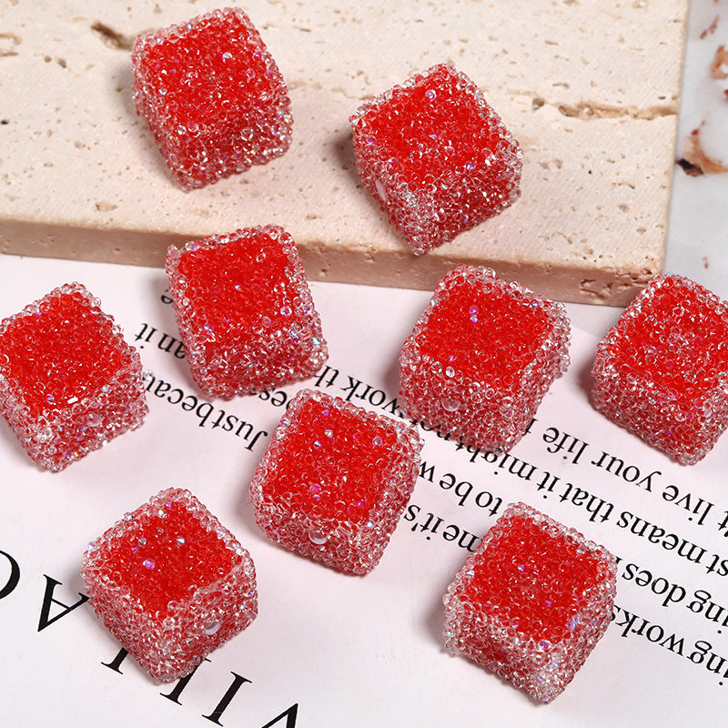 Flash diamond soft sugar bead candy color square full diamond bead diy diamond ball bead