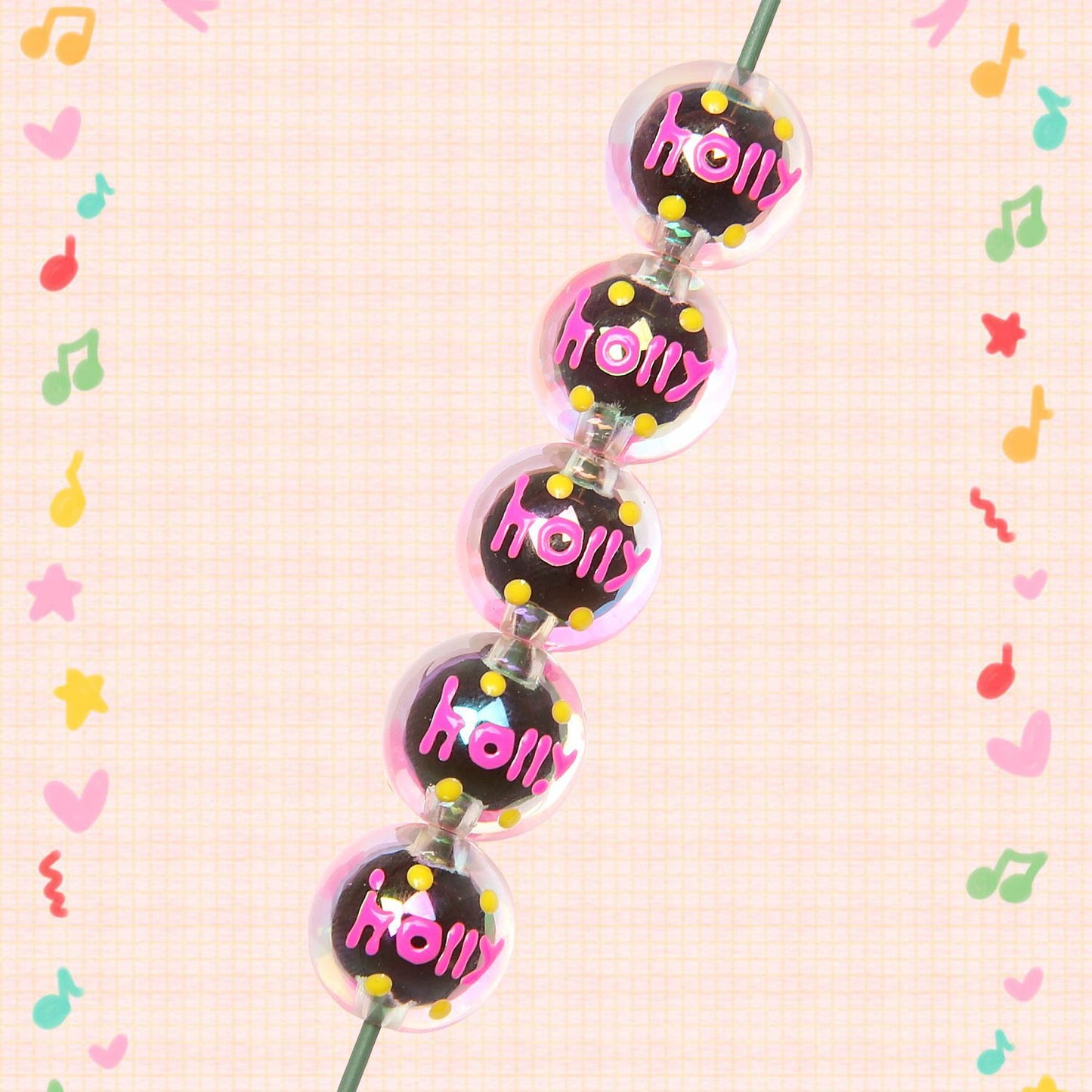 卡16亚克力圣诞节手绘珠diy珠子手链配饰手机链车挂珠子配件批发