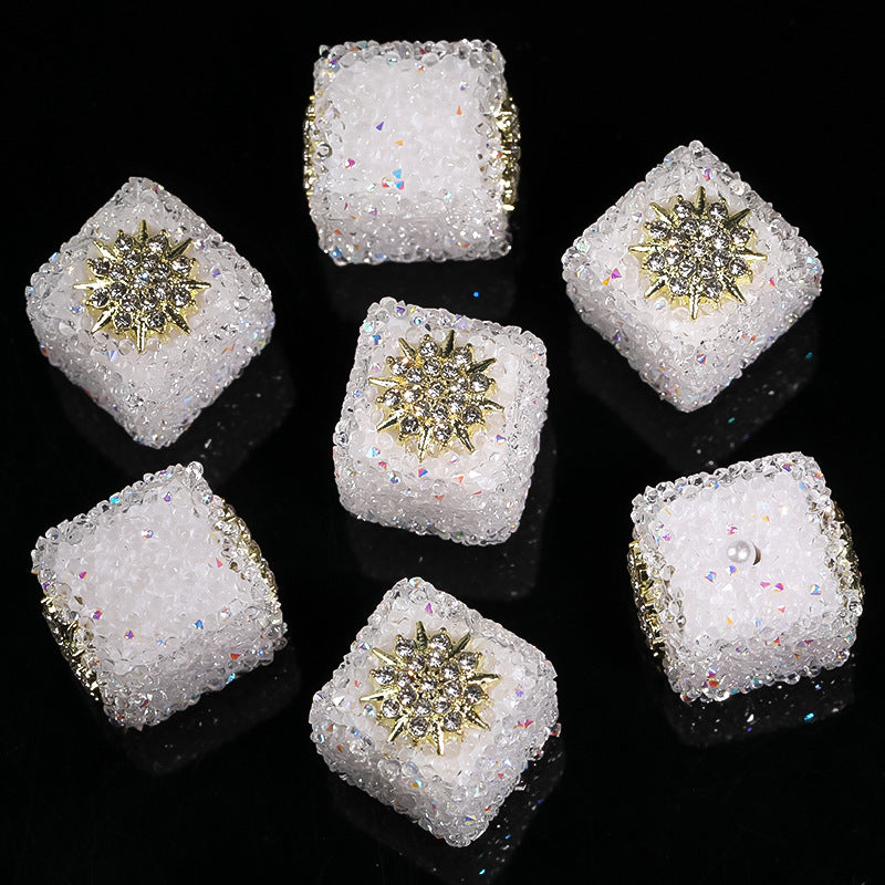 Colored soft sugar square bead Double sided love bow square bead