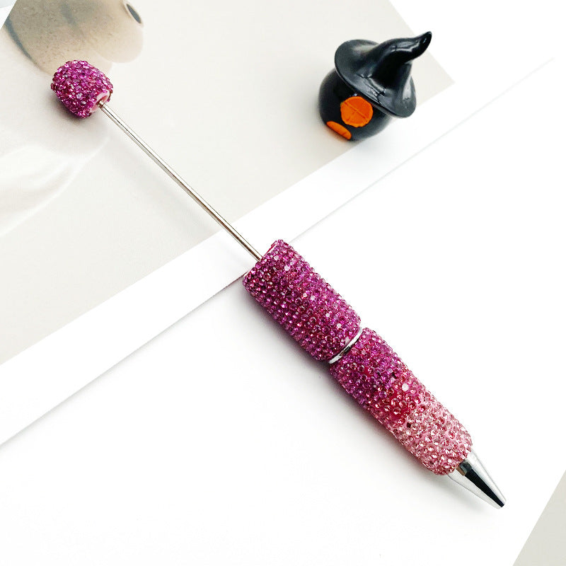 DIY rhinestone Beadable Ballpoint Pen hand paste drill multi-color gradual change drill bead ballpoint pen cap with drill gift pen
