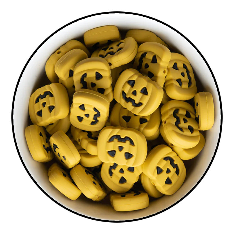Europe and the United States Halloween pumpkin silicone beads cartoon bat loose beads jewelry accessories cartoon ghost silicone beads wholesale