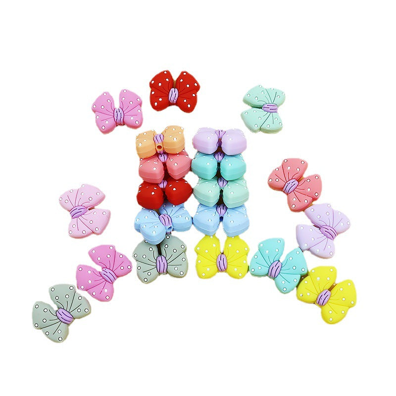 New bow silicone beads handmade diy beaded keychain bracelet bracelet accessories