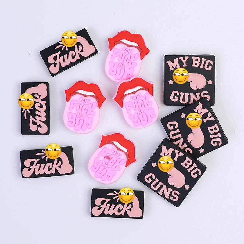 Europe and the United States creative silicone beads funny English letters loose beads silicone jewelry personality beading pen accessories wholesale