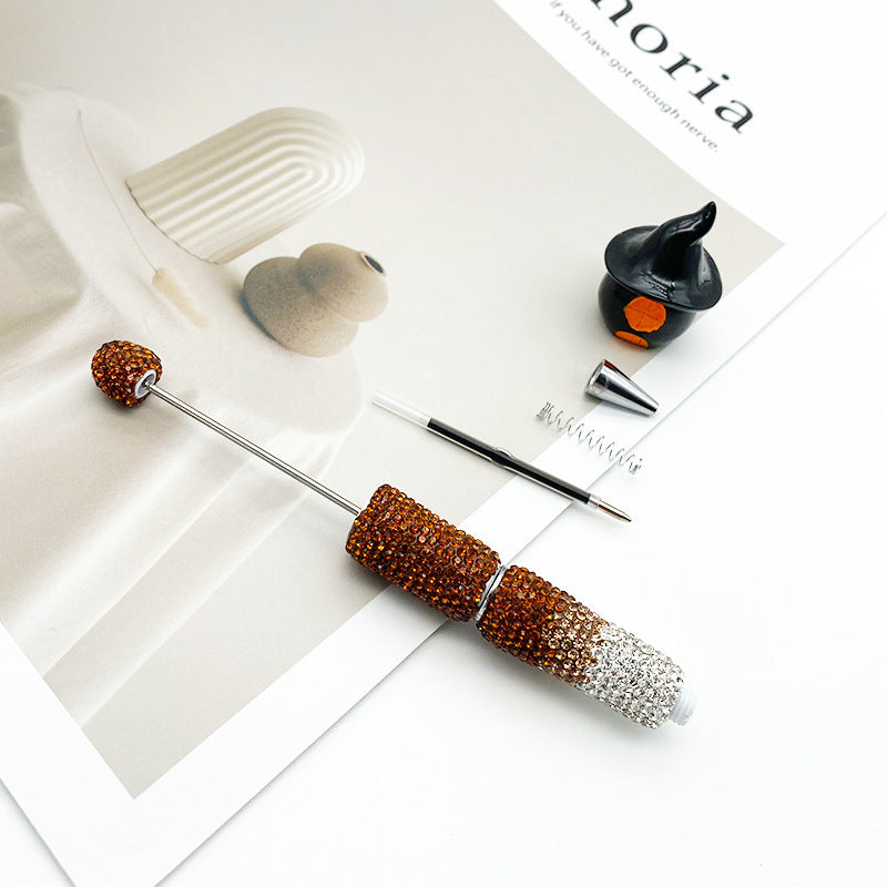 DIY rhinestone Beadable Ballpoint Pen hand paste drill multi-color gradual change drill bead ballpoint pen cap with drill gift pen