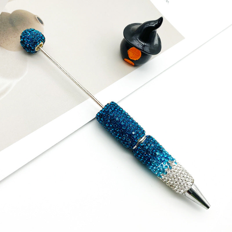 DIY rhinestone Beadable Ballpoint Pen hand paste drill multi-color gradual change drill bead ballpoint pen cap with drill gift pen