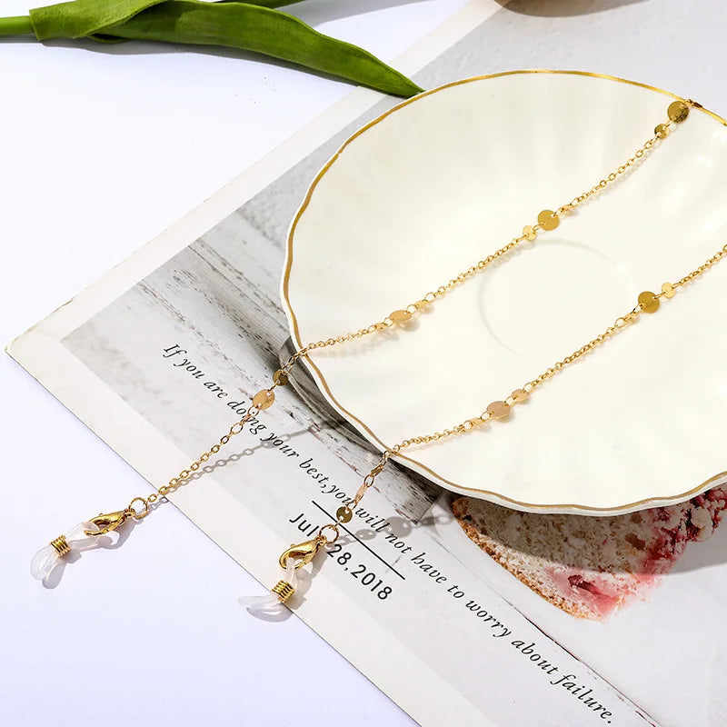 Vintage Gold Silver Eyeglasses Chain Metal Round Piece Face-Mask Holder Glasses Chain Lanyard For Women Sunglasses Chain Jewelry