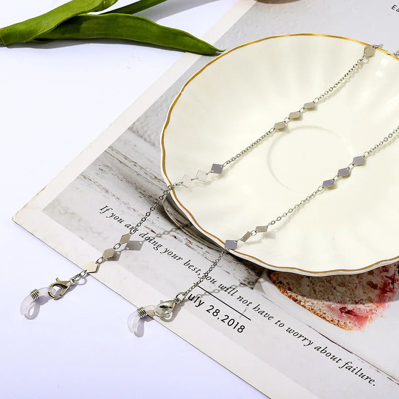 Fashion Gold Silver Glasses Hanging Cord Men Women Non-Slip Casual Sunglasses Chain Metal Face-Mask Lanyard Eyewear Strap Rope