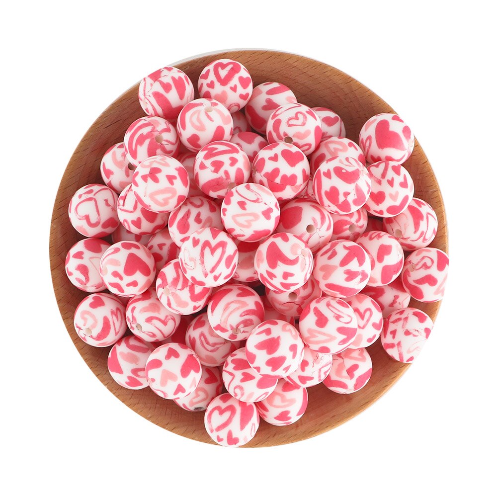 20Pcs/Lot New Printed Silicone Beads 15mm Round Leopard Beads For Jewelry Making DIY Necklace Jewelry Accessorie