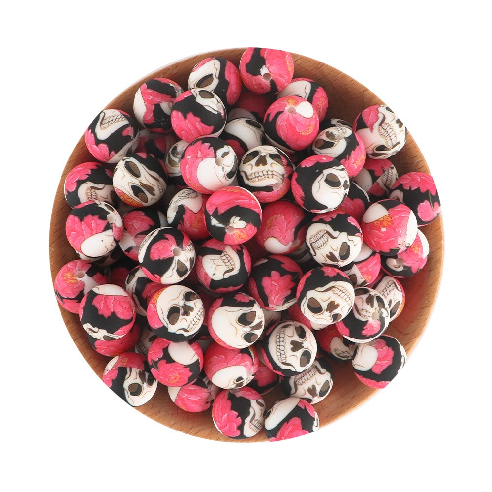 20Pcs/Lot New Printed Silicone Beads 15mm Round Leopard Beads For Jewelry Making DIY Necklace Jewelry Accessorie