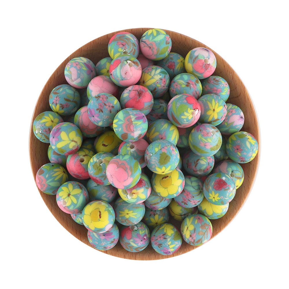 20Pcs/Lot New Printed Silicone Beads 15mm Round Leopard Beads For Jewelry Making DIY Necklace Jewelry Accessorie